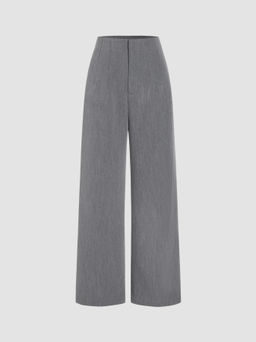 Cider - High Waist Solid Zipper Wide Leg Trousers