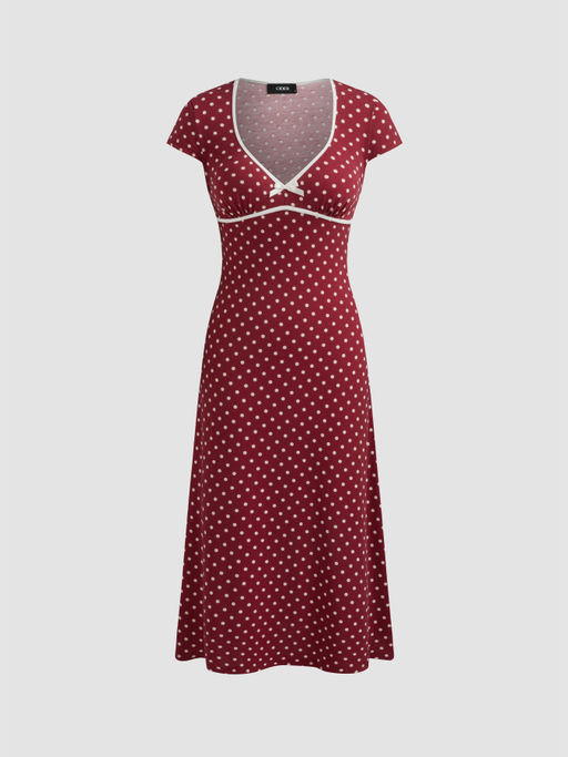 knee length dresses for ladies Bowknot Fit&Flare Midi Dress
