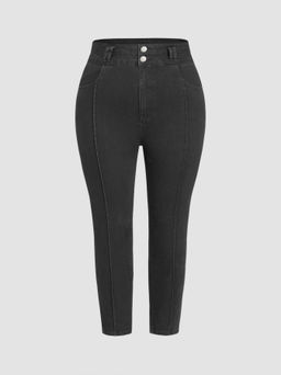 Cider - Denim High Elastic Mid Waist Pocket Skinny Jeans Curve & Plus