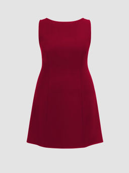 Cider - Boat Neck Solid Mini Dress Curve & Plus