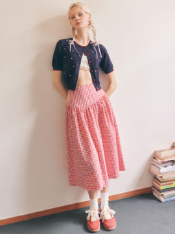 Cider - Low Rise Gingham Zipper Maxi Skirt