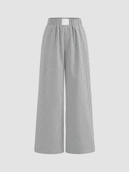 Cider - Woven High Rise Striped Wide Leg Trousers