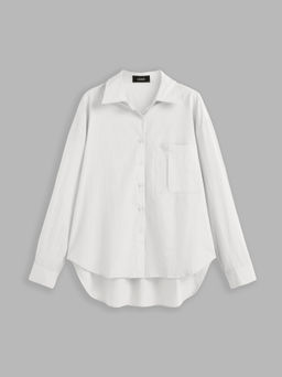 Cider - Cotton Collar Solid Long Sleeve Shirt