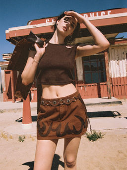 Cider - Denim Low Rise Flame Pocket Mini Skirt