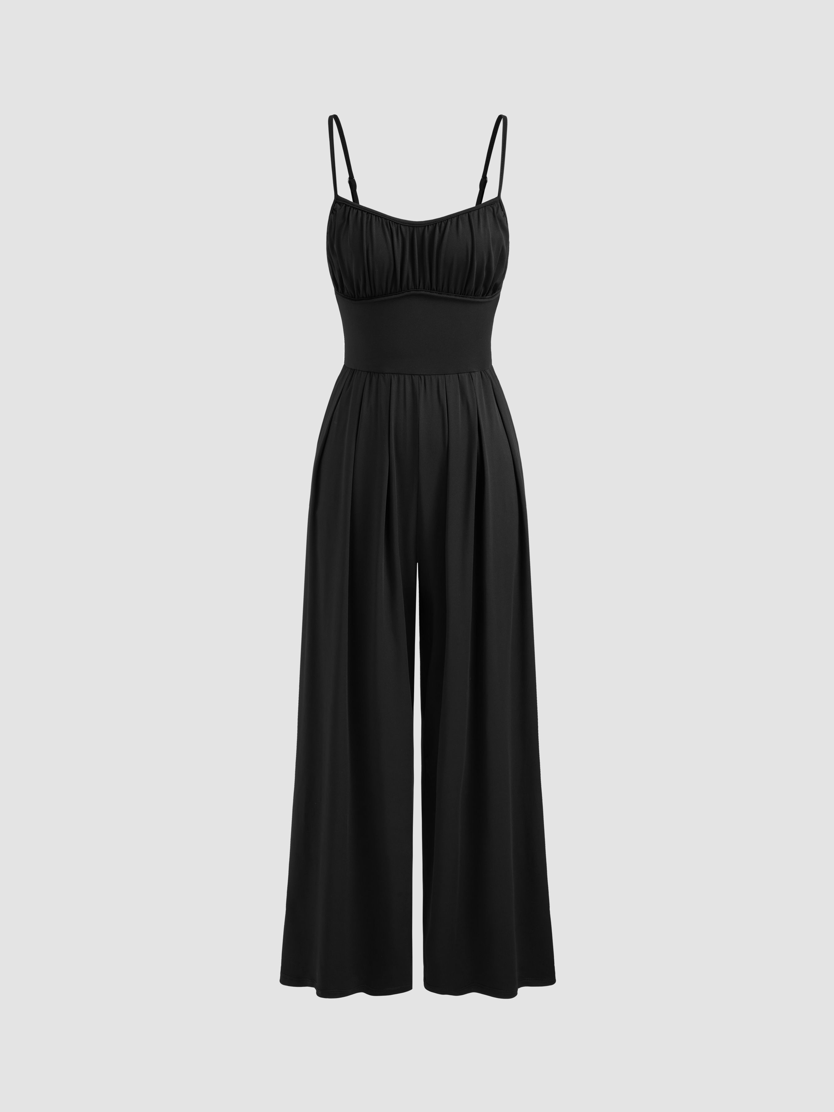 cider V-neck Solid Ruched Pocket Jumpsuit-picture-36