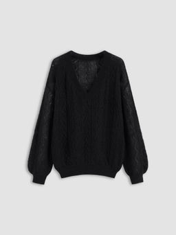 Cider - Mohair V-neck Solid See-through Sweater