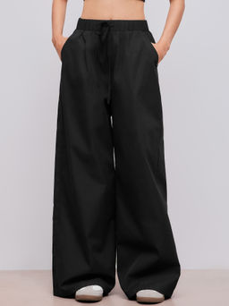 Cider - Cotton-blend Mid Rise Solid Elastic Waist Pocket Straight Leg Pants