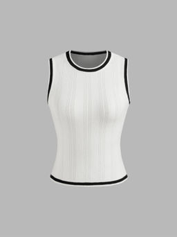 Cider - Knit Round Neckline Contrasting Binding Tank Top