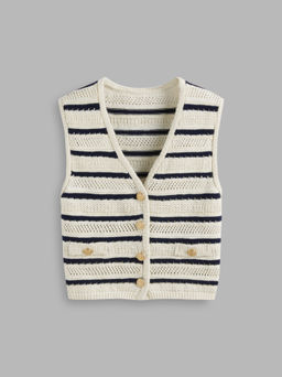 Cider - Knit V-neck Striped Vest