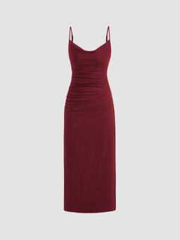 Cider - Cotton-Blend Shoulder Straps Solid Split Maxi Dress