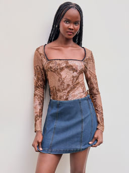 Cider - Square Neck Paisley Floral Bodysuit