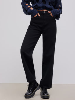 Cider - Denim Mid Rise Solid Pocket Straight Leg Jeans