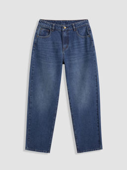 Cider - Denim Mid Rise Solid Pocket Cropped Jogger Jeans