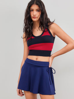 Cider - Knit Scoop Neckline Striped Crop Tank Top