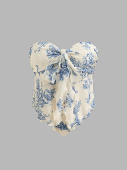 Cider - Toile de Jouy Knotted Tube Top