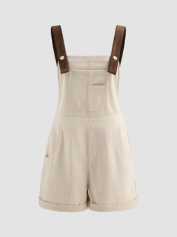 Cider - Corduroy Square Neck Solid Pocket Romper