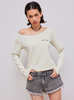 Cider - Terry Asymmetrical Neckline World Wide Sweatshirt