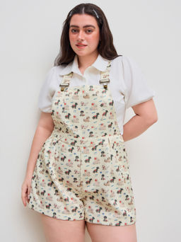 Cider - Square Neck Dog Graphic Pocket Romper Curve & Plus