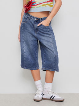 Cider - Denim High Rise Solid Pocket Jorts