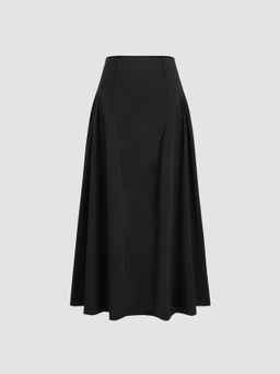 Cider - Mid Rise Solid Pleated Maxi Skirt