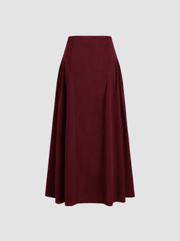 Cider - Mid Rise Solid Pleated Maxi Skirt