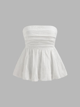 Cider - Floral Shirred Ruffle Hem Tube Top