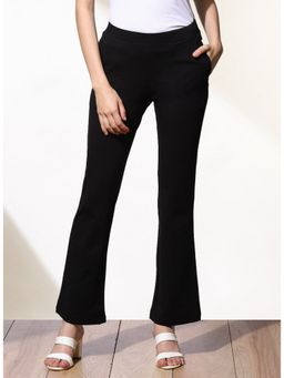 Lakshita - Black Fitted Solid Bell Bottom Trouser