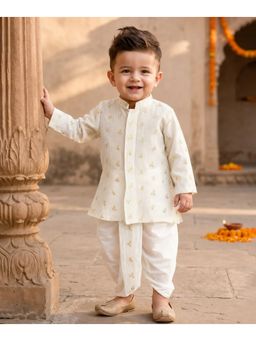 devils n angels - Cream Floral Booti Embroidered Kurta with Dhoti