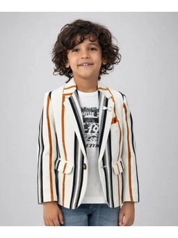 devils n angels - Boys White Stripe Blazer with T-Shirt and Pocket Square