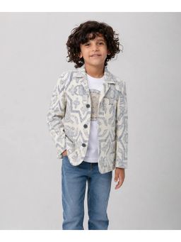 devils n angels - Boys Premium White Abstract Print Blazer with T-Shirt