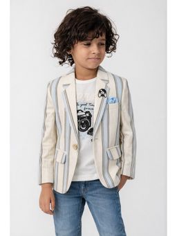 devils n angels - Boys Cream Stripe Blazer with Printed T-Shirt and Brooch