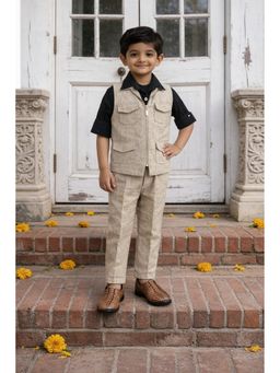 devils n angels - Boys Beige Shirt with Jacket and Pant