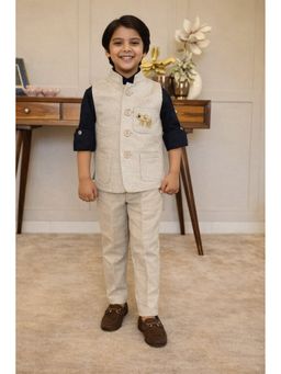 devils n angels - Boys Beige Shirt with Nehru Jacket and Pant
