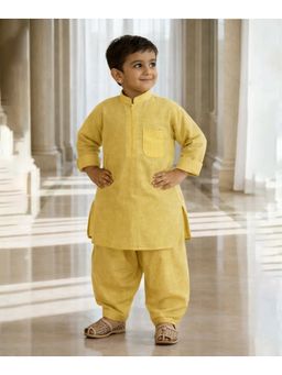 devils n angels - Boys Yellow Cotton Pathani Kurta with Salwar