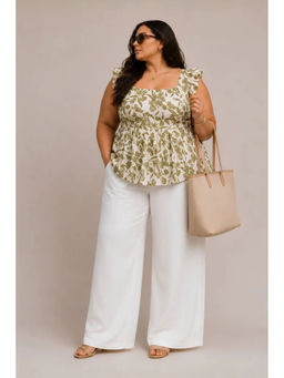 Virgio - Womens Floral Viscose Sweetheart Neck Plus Size Top