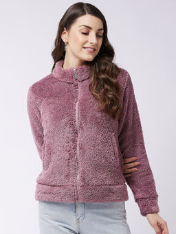 Modeve - Womens Mauve Solid Full Sleeve Winter Jacket