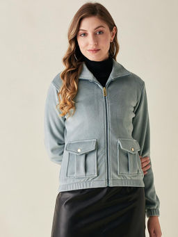 Modeve - Womens Sea Green Full Sleeve Denim Winter Jacket