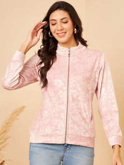 Modeve - Womens Pink Full Sleeve Printed Jacket