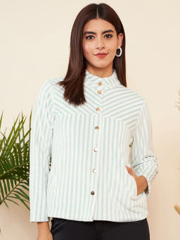 Modeve - Sea Green Stripes Lightweight Jacket