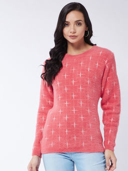 Modeve - Womens All Over Print Coral Winter Sweater