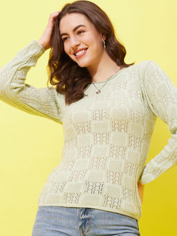 Modeve - Womens Mint Round Neck Casual Winter Sweater