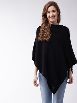 Modeve - Womens Black Stripes Poncho