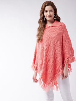 Modeve - Womens Peach Cable Knit Poncho