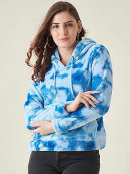 Modeve - Womens Blue Tie-Dye Winter Hoodie