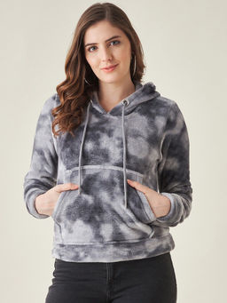 Modeve - Womens Grey Tie-Dye Winter Hoodie