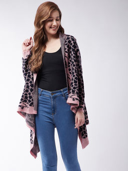 Modeve - Womens Casual Open Front Pink Winter Shrug