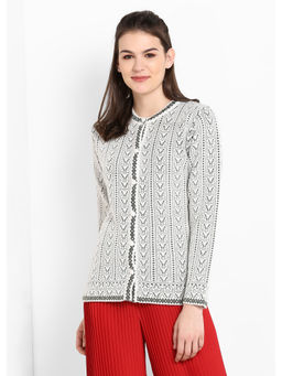 Modeve - Womens White Casual Winter Cardigan