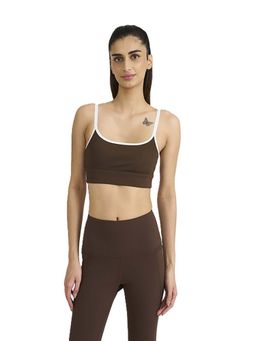 Hunnit - Brown Stretchable Adjustable Straps with Inbuilt Zen Halo Sports Bra