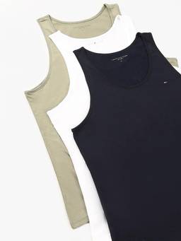 Tommy Hilfiger - Men Multi-Color Solid/Plain Cotton Vests (Pack of 3)