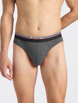 Jockey - US49 Men Super Combed Cotton Solid Brief-Charcoal Melange (Pack of 2)